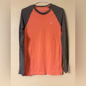 Hurley Coral and Gray Long Sleeve Tee Size: Small
